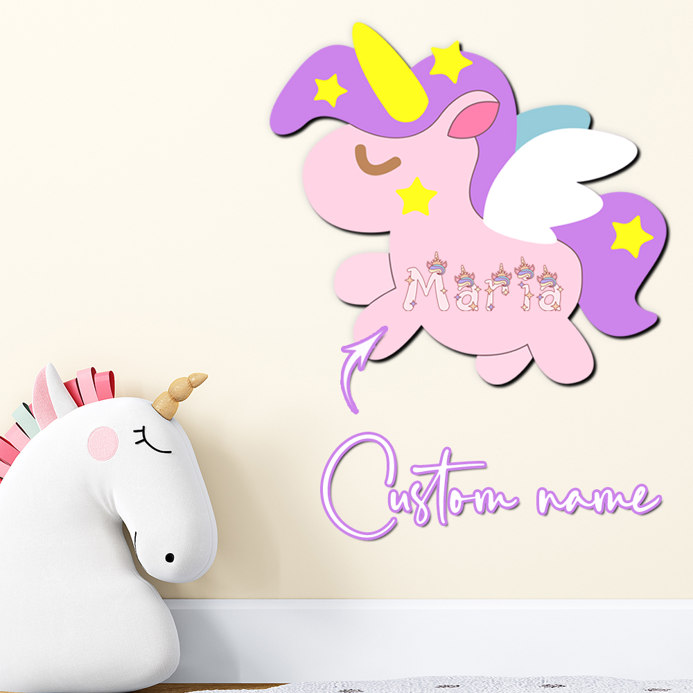 Baby Nursery Name Letters - Custom Unicorn Wooden Name Sign Personalized