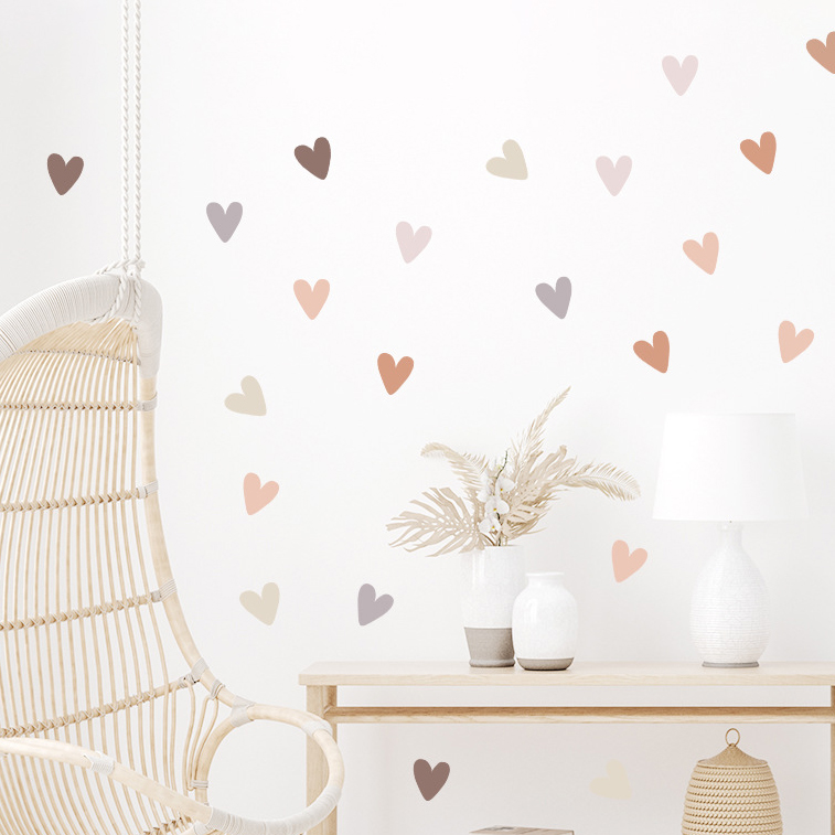 Baby Nursery Neutral - `Morandi Scattered Heart Wall Sticker Boho