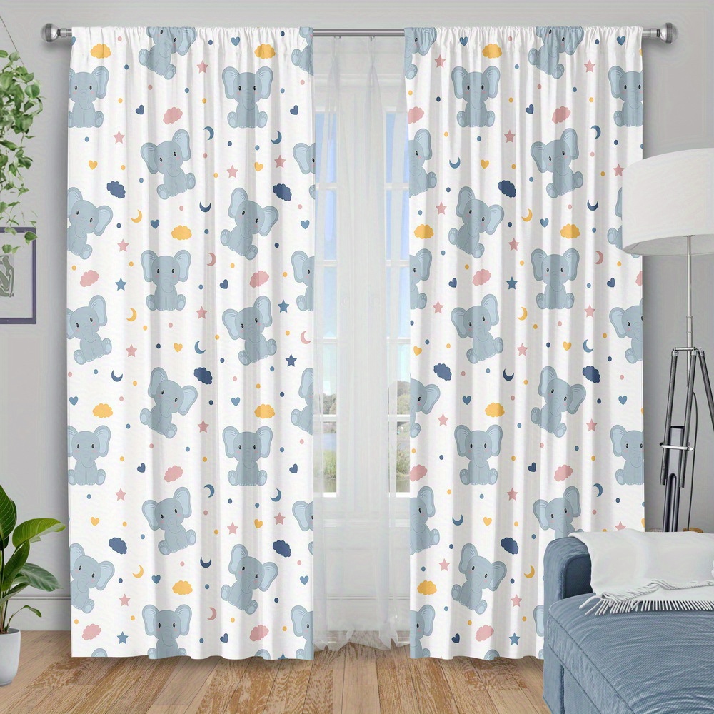 Baby Nursery Youtube - Cute Baby Elephant Print Curtains for