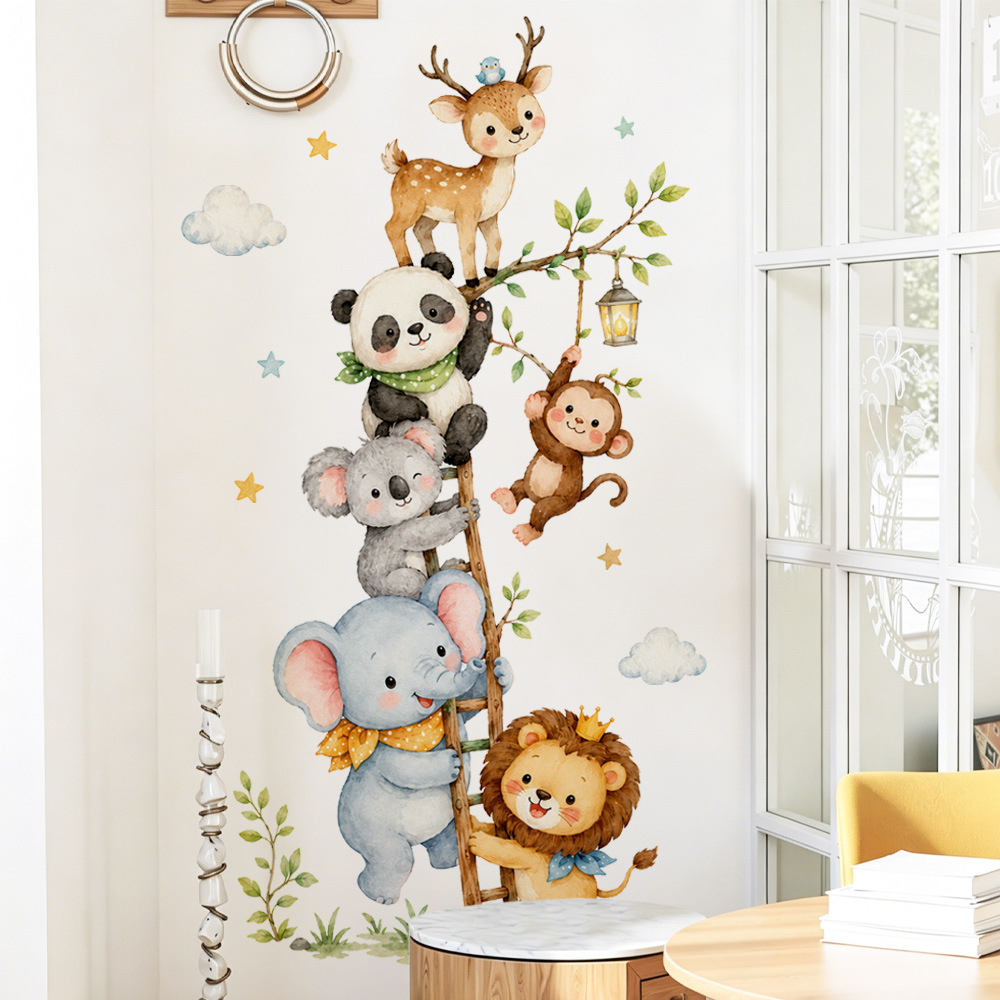 Baby Nursery Jungle Wallpaper - Kawaii Jungle Animals Wall Stickers for