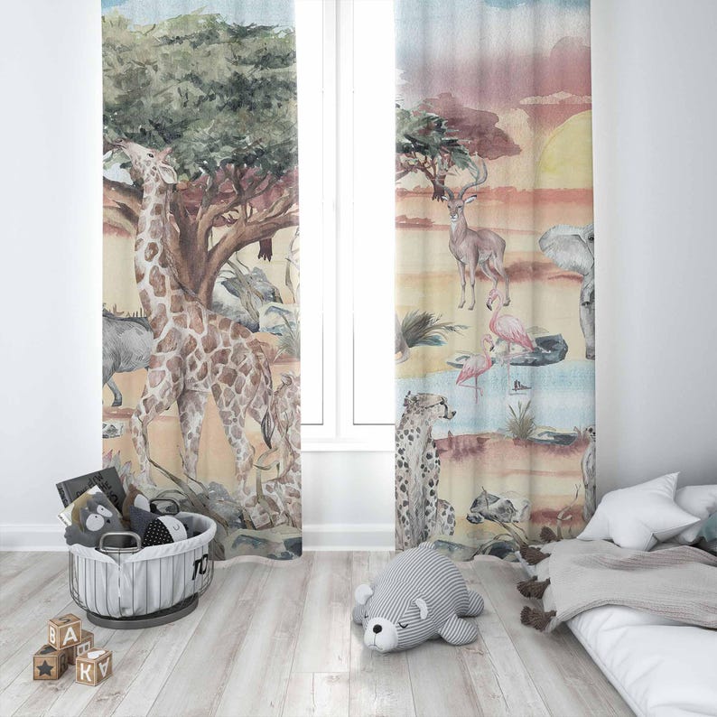 Safari Animals Curtain Kids Be - Baby Nursery Youtube recension och pris