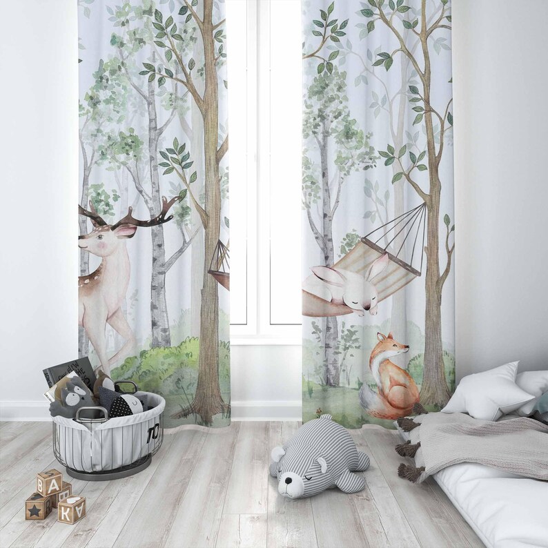 Woodland Animals Curtains Kids - Baby Nursery Youtube recension och pris