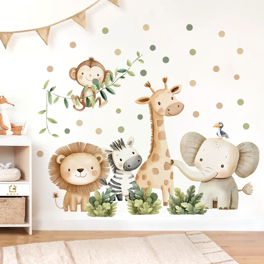 Jungle Animals Wall Stickers f - Baby Nursery Jungle Wallpaper recension och pris