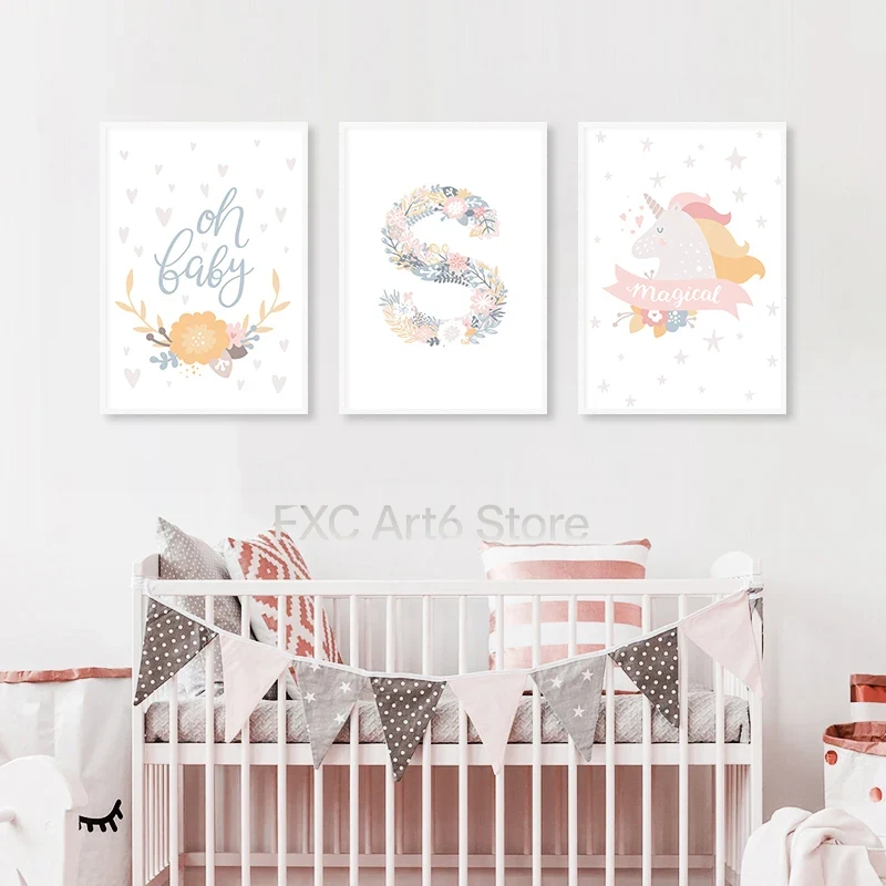 1PC frameless Floral Alphabet  - Baby Unicorn Nursery recension och pris