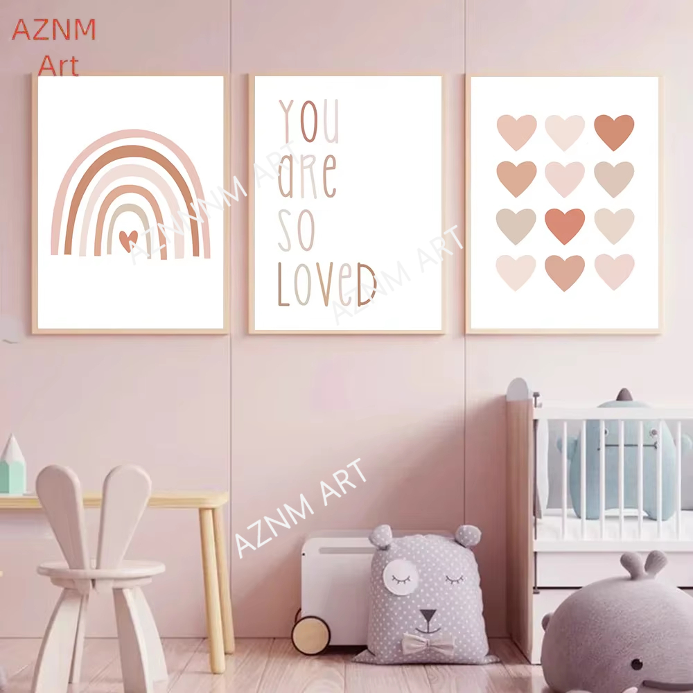 1/3PCS ，Cartoon Heart Rainbow  - Baby Nursery Posters recension och pris