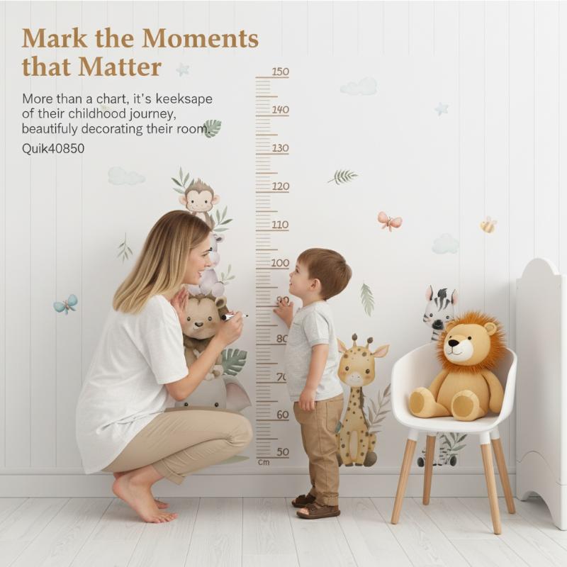 New Children's Growth Chart St - Baby Nursery Jungle Wallpaper recension och pris