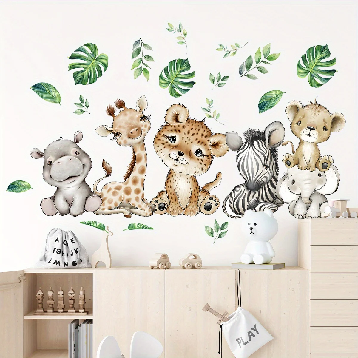 1PC Cartoon Cute Hippo Tiger E - Baby Nursery Wall Mural recension och pris