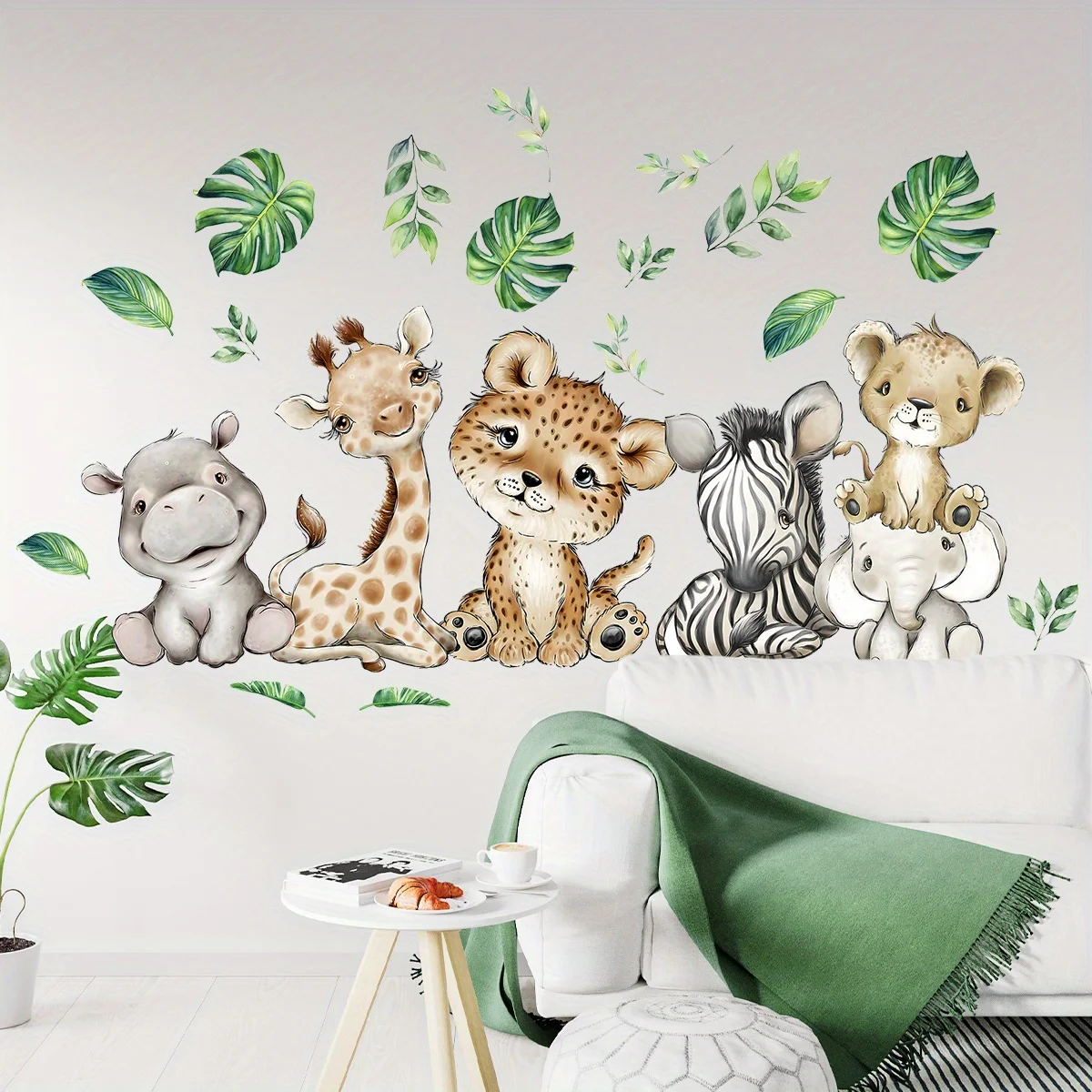 1PC Cartoon Cute Hippo Tiger E - Baby Nursery Wall Mural recension och pris