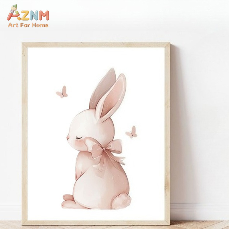 AZNM Soft Pink Watercolor Bunn - Baby Nursery Neutral recension och pris