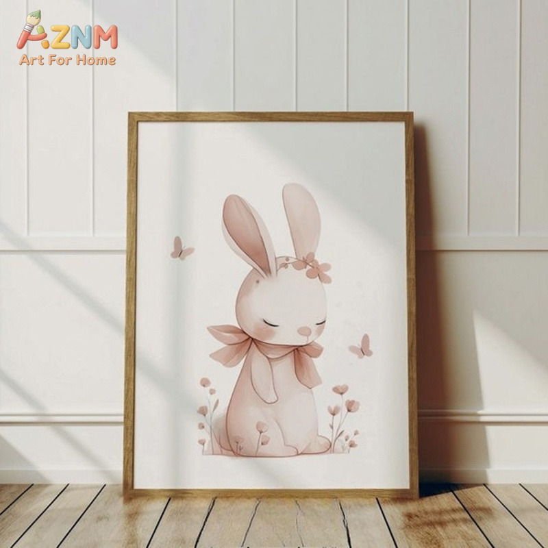 AZNM Soft Pink Watercolor Bunn - Baby Nursery Neutral recension och pris