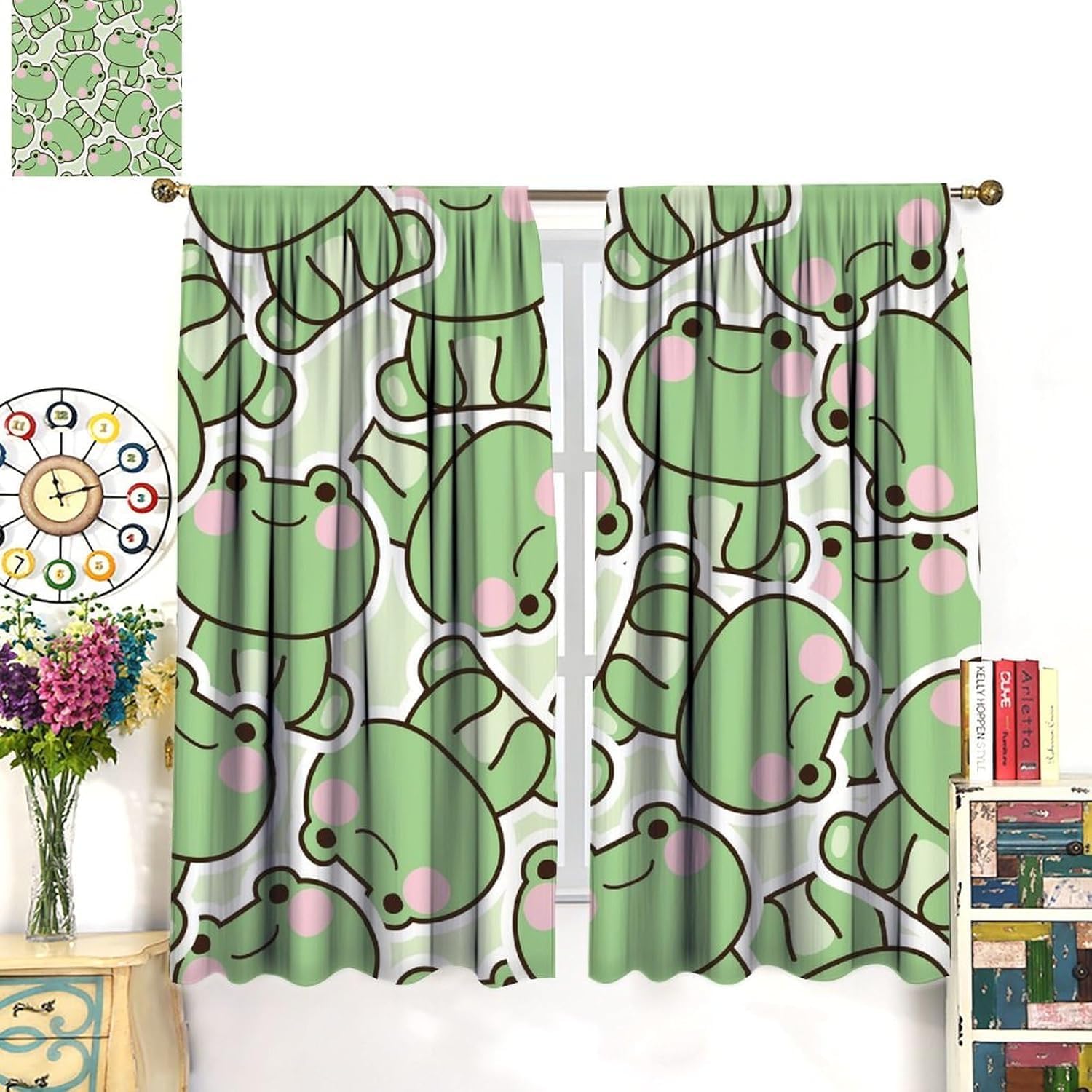 Cute Green Frog Pattern Curtai - Baby Nursery Youtube recension och pris