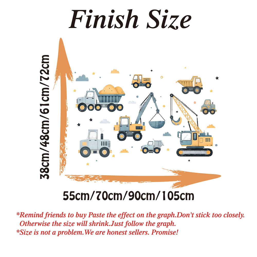 Cartoon Excavator Vehicles Set - Baby Nursery Wall Mural recension och pris