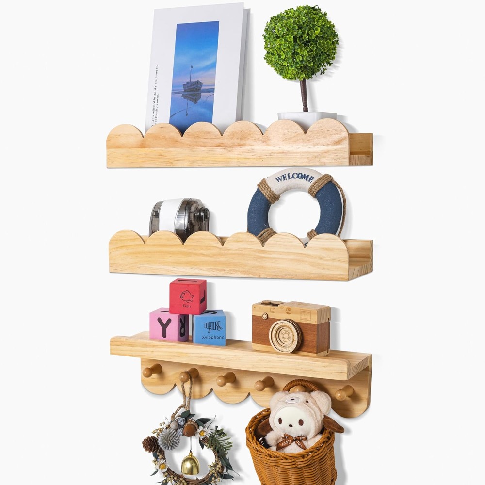Nursery Book Shelves 3PCS Wood - Baby Nursery Floating Shelves recension och pris