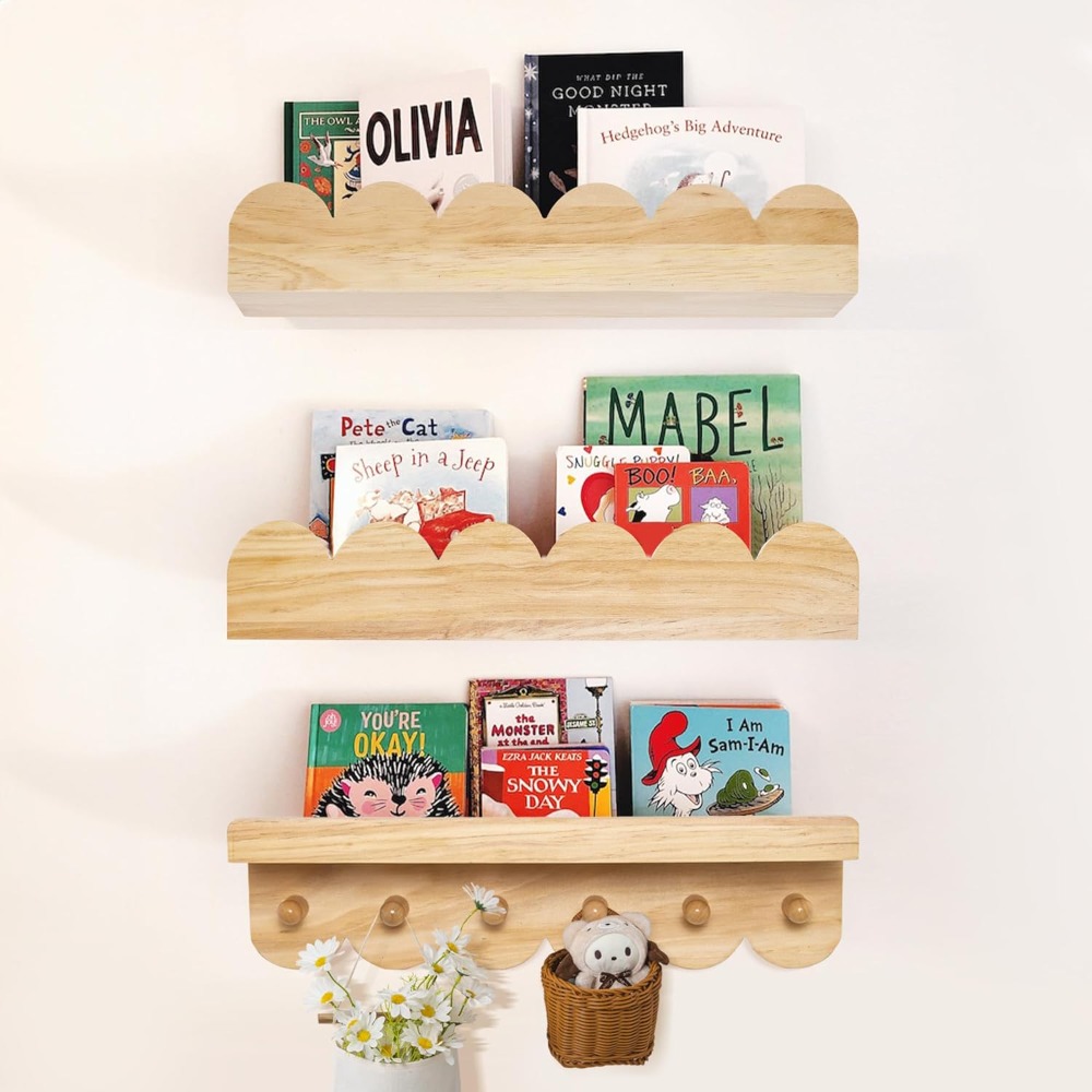 Nursery Book Shelves 3PCS Wood - Baby Nursery Floating Shelves recension och pris