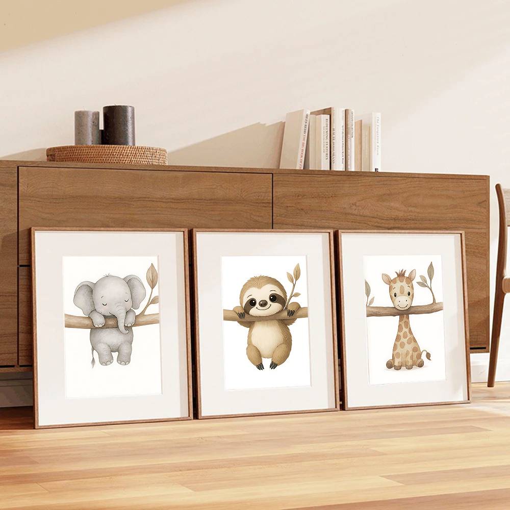 Neutral Boho Safari Baby Anima - Baby Nursery Wallpaper Neutral recension och pris