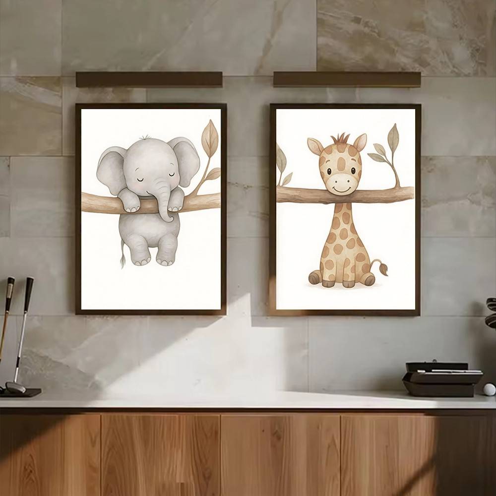 Neutral Boho Safari Baby Anima - Baby Nursery Wallpaper Neutral recension och pris
