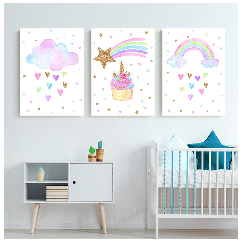 Rainbow Unicorn Wall Art Print - Baby Unicorn Nursery recension och pris
