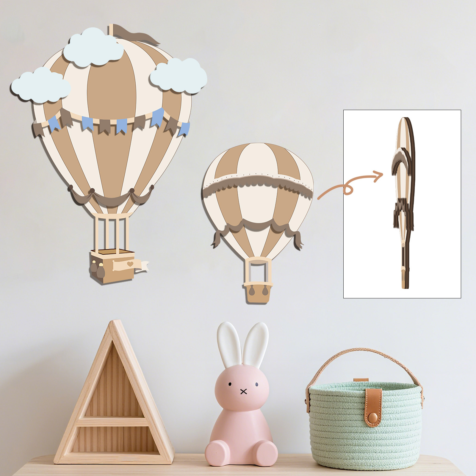 Neutral Hot Air Balloon Wooden - Baby Nursery Neutral recension och pris