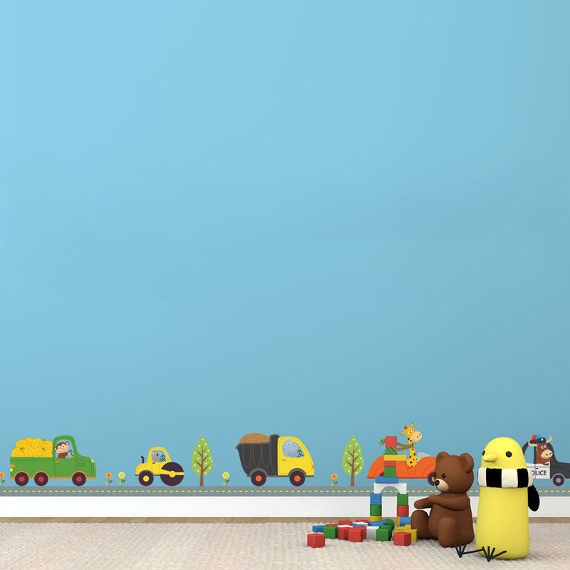 Cartoon Animals Car Wall Stick - Baby Nursery Wall Mural recension och pris