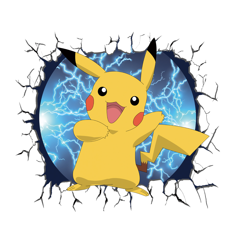 3D Broken Wall Cartoon Pikachu - Baby Nursery Wall Mural recension och pris