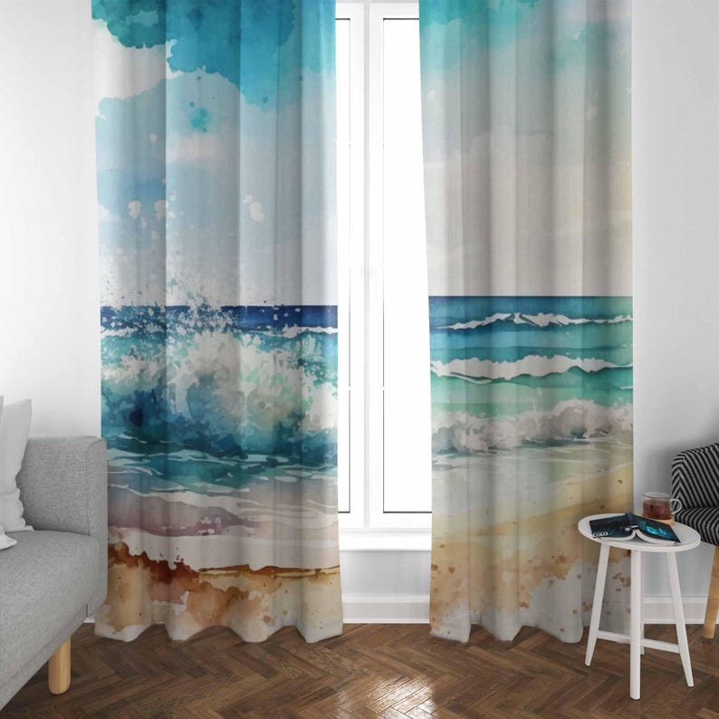 Sea Wave Curtains Ocean Nature - Baby Nursery Youtube recension och pris