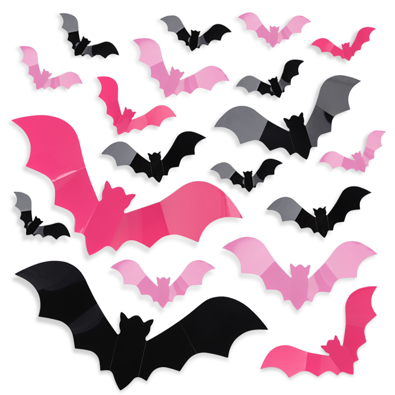 24/48Pcs Halloween Pink Bats W - Baby Nursery Wall Mural recension och pris