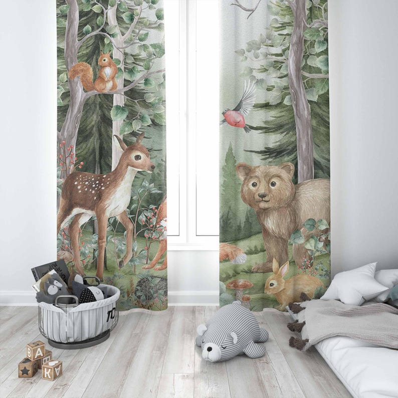 Woodland Animals Curtains Kids - Baby Nursery Youtube recension och pris