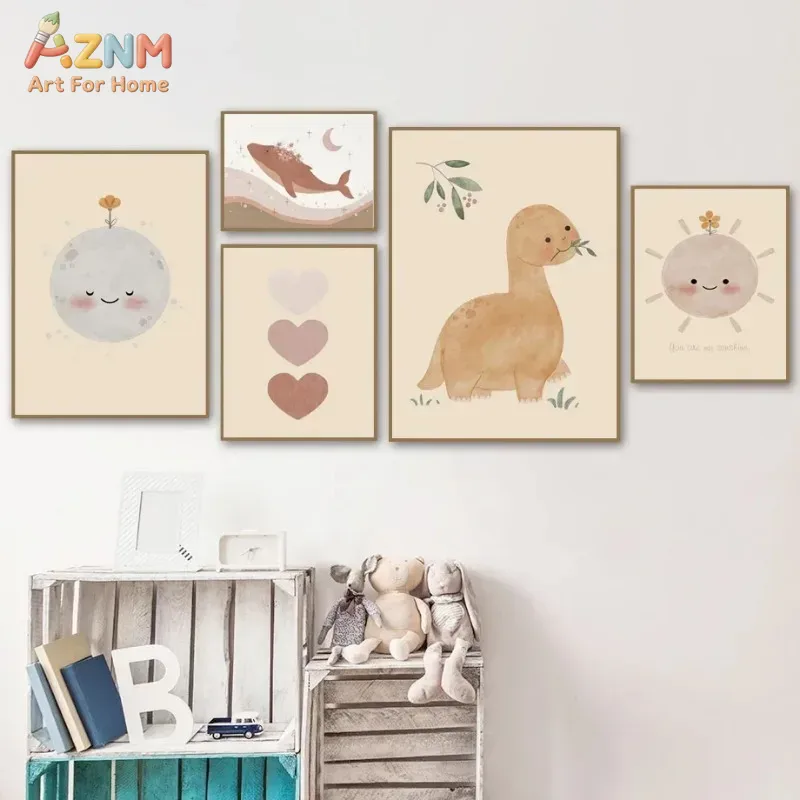 AZNM Neutral Watercolor Dinosa - Baby Nursery Neutral recension och pris
