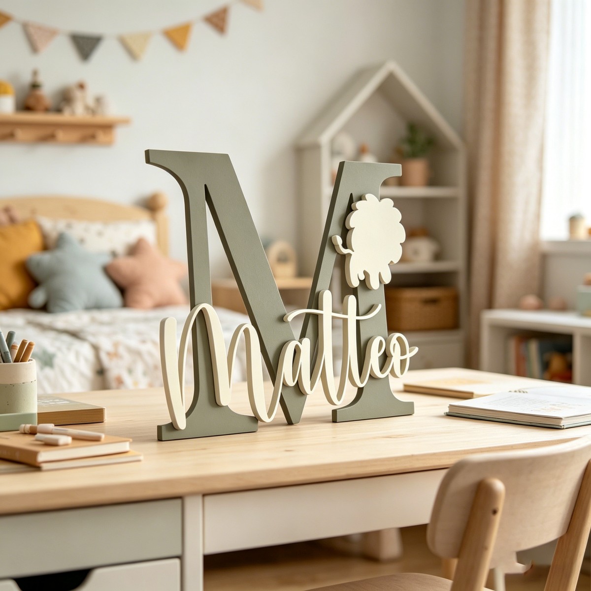 1Pc Custom Lion Name & Initial - Baby Nursery In recension och pris