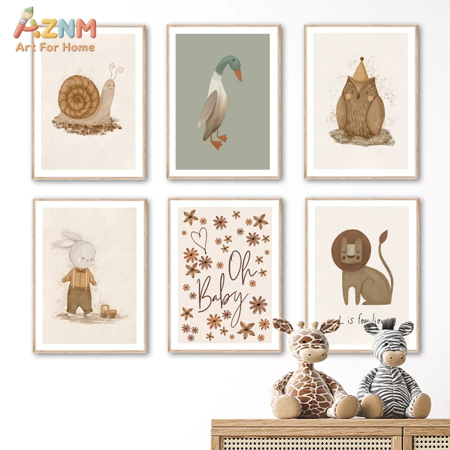 AZNM Neutral Baby Animal Canva - Baby Nursery Neutral recension och pris