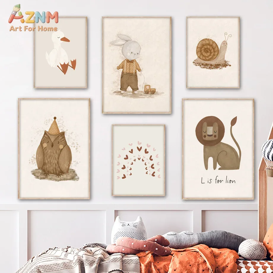 AZNM Neutral Baby Animal Canva - Baby Nursery Neutral recension och pris