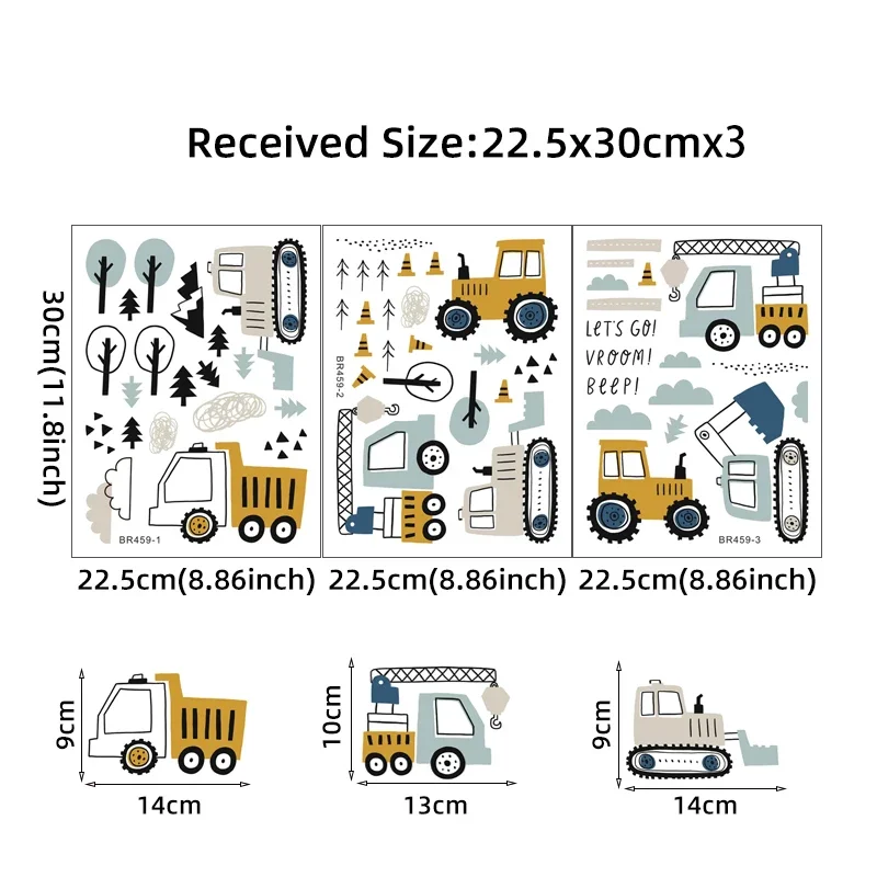 Hand Drawn Cute Cars Cargo Tru - Baby Nursery Wall Mural recension och pris