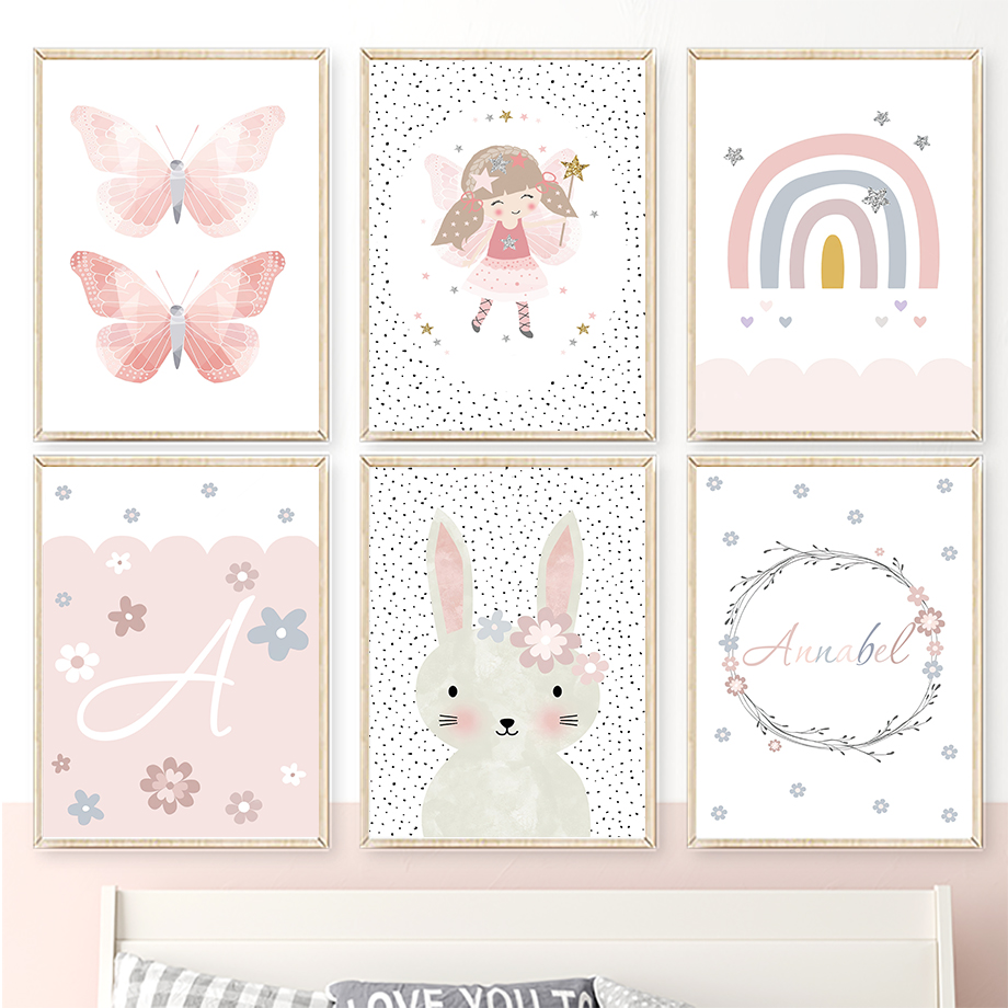 Cute Girl Rabbit Flower Butter - Baby Nursery Posters recension och pris