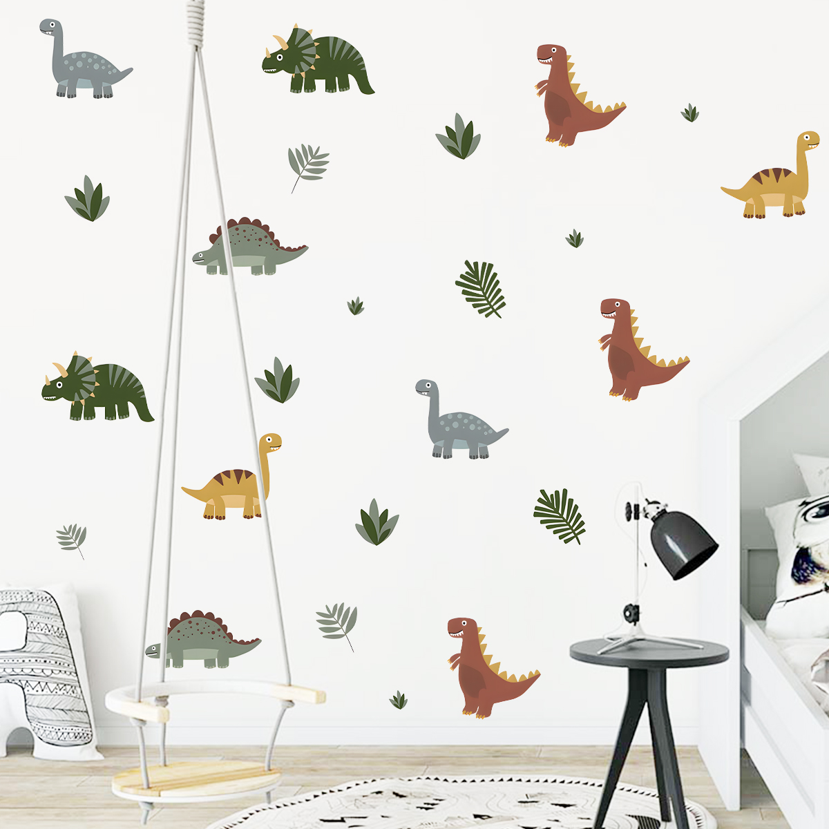 Cartoon Cute Dinosaur Leaf Ani - Baby Nursery Wall Mural recension och pris