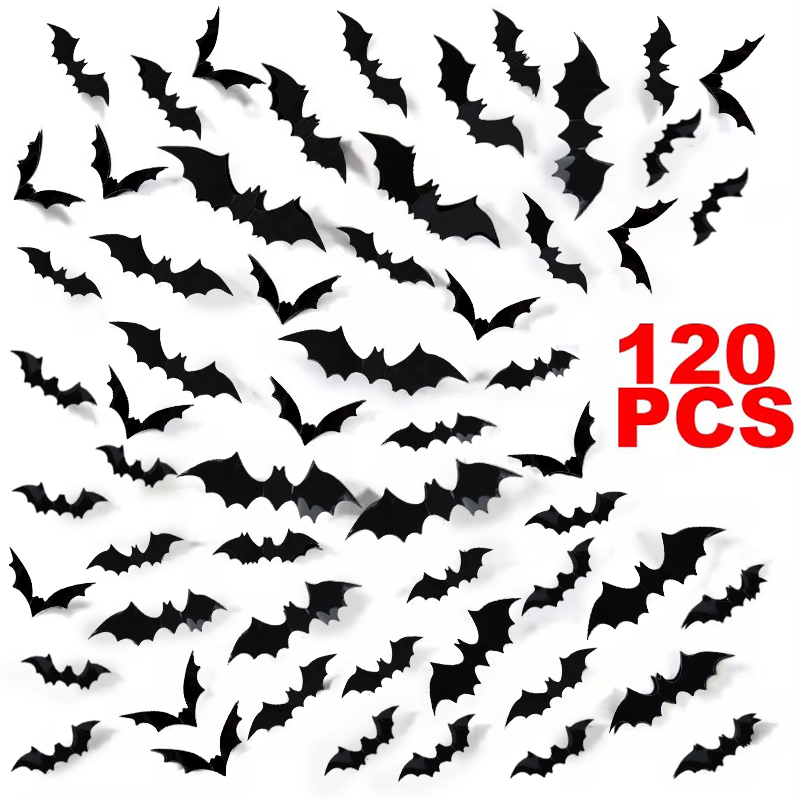 12-120Pcs 3D Black Bat Wall St - Baby Nursery Wall Mural recension och pris