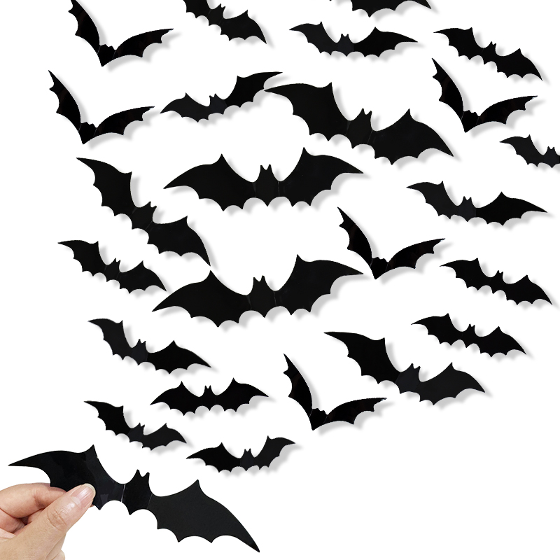 12-120Pcs 3D Black Bat Wall St - Baby Nursery Wall Mural recension och pris
