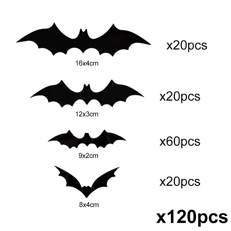 12-120Pcs 3D Black Bat Wall St - Baby Nursery Wall Mural recension och pris