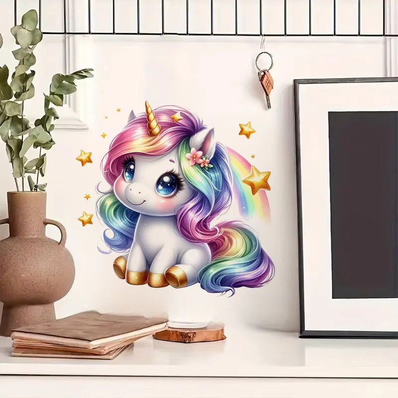Cute Rainbow Unicorn Wall Stic - Baby Unicorn Nursery recension och pris