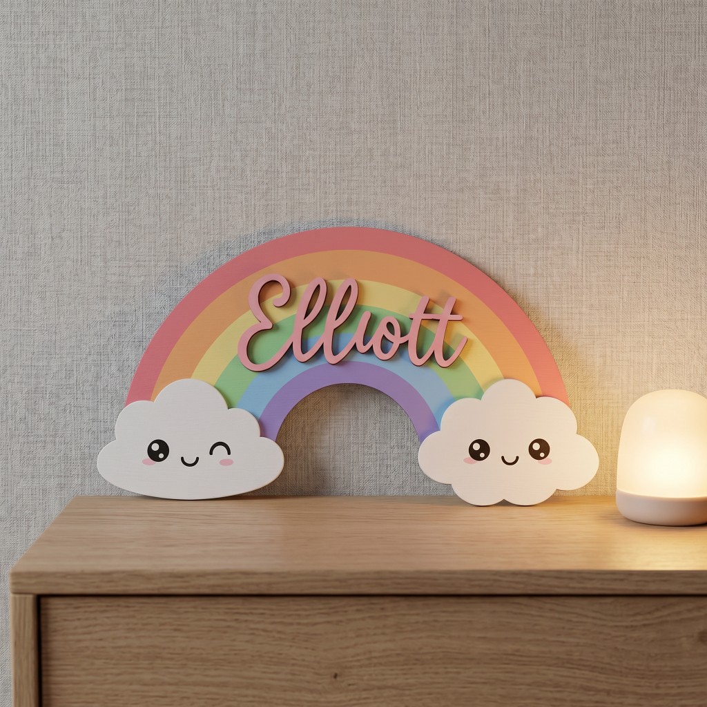 1Pc  Custom Cute Smiley Clouds - Baby Nursery Neutral recension och pris