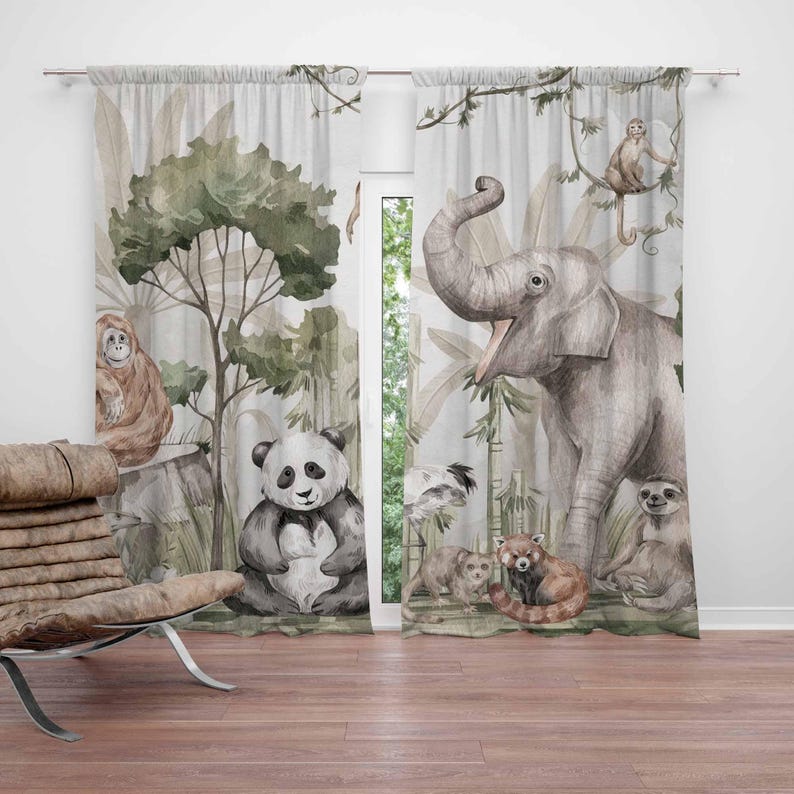 Safari Animals Curtains Kids B - Baby Nursery Youtube recension och pris