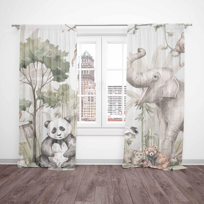 Safari Animals Curtains Kids B - Baby Nursery Youtube recension och pris