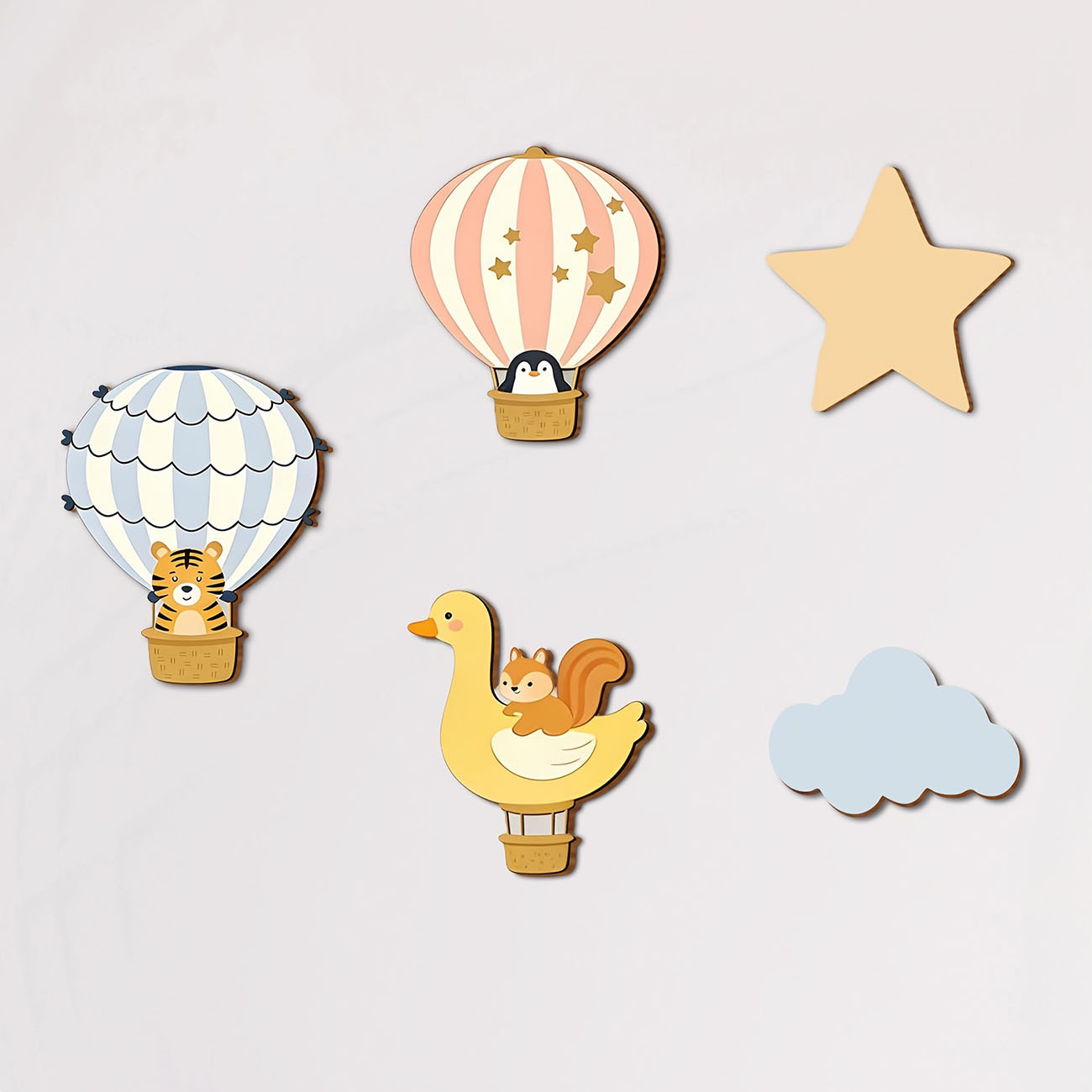 5Pcs Animal Hot Air Balloon Wo - Baby Nursery Wall Mural recension och pris