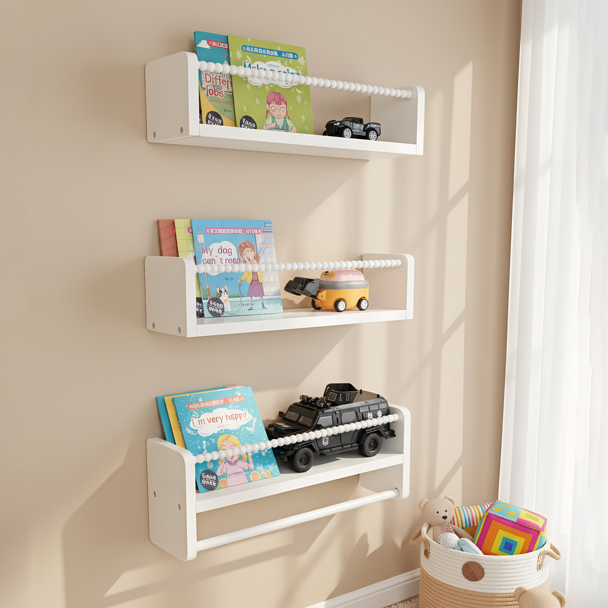 Wood Nursery Book Shelves, 15. - Baby Nursery Floating Shelves recension och pris